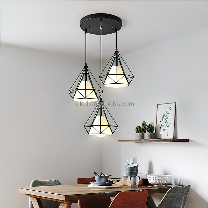 ZhongShan Black Pendant Lights Metal Cage Chandelier House Light for Kitchen Island Light Fixtures