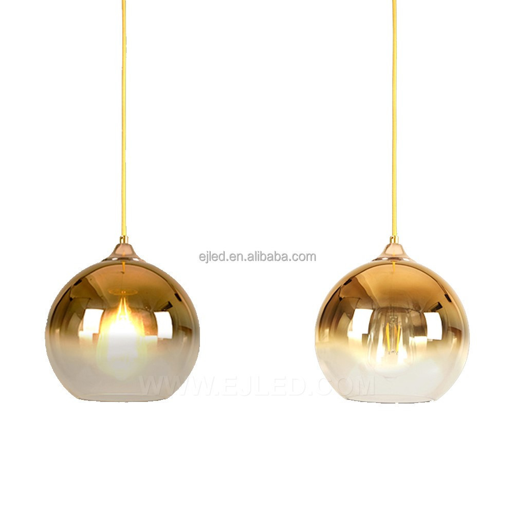 Large Globe Pendant Light Fixture Gold Brushed Brass with Clear Glass Shade Single Pendant Lighting for Kitchen Island GL0002