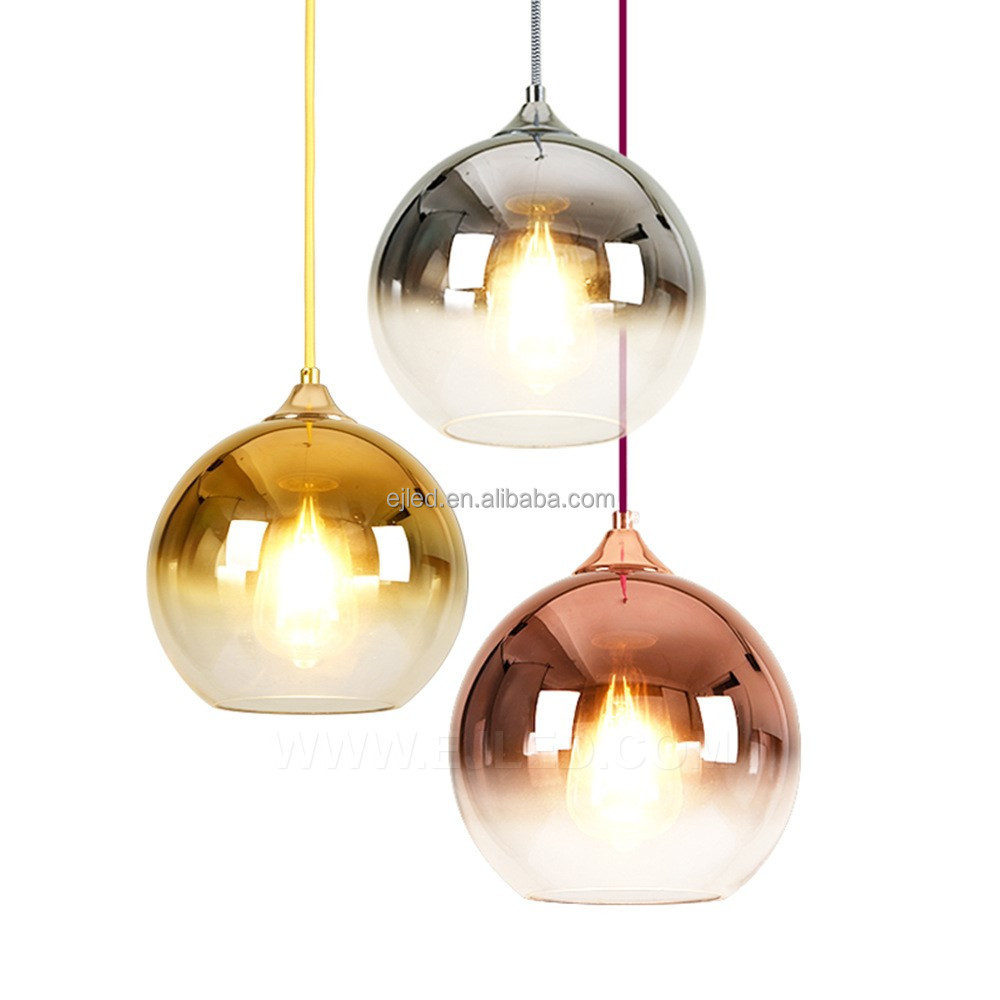 Large Globe Pendant Light Fixture Gold Brushed Brass with Clear Glass Shade Single Pendant Lighting for Kitchen Island GL0002