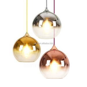 Large Globe Pendant Light Fixture Gold Brushed Brass with Clear Glass Shade Single Pendant Lighting for Kitchen Island GL0002