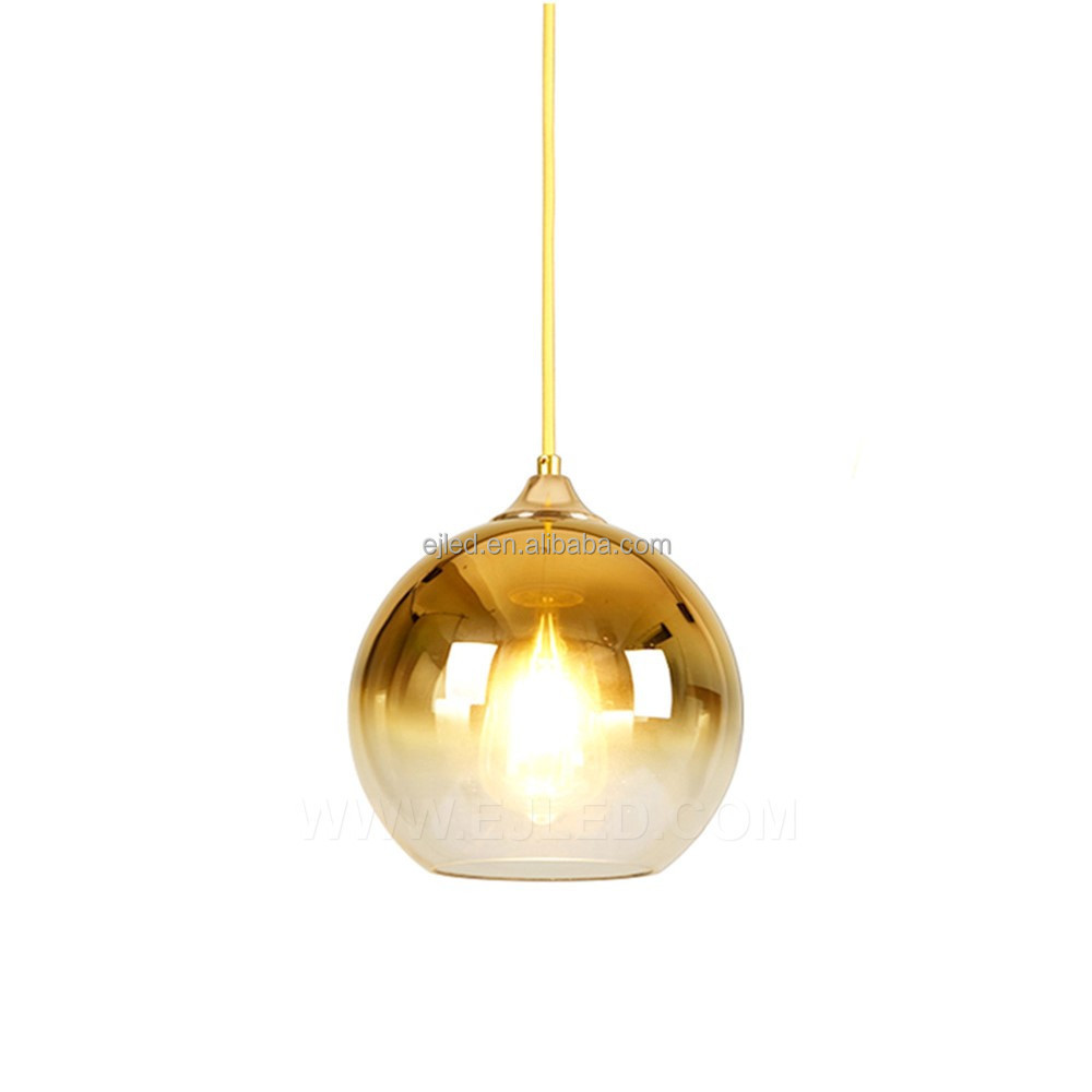 Large Globe Pendant Light Fixture Gold Brushed Brass with Clear Glass Shade Single Pendant Lighting for Kitchen Island GL0002