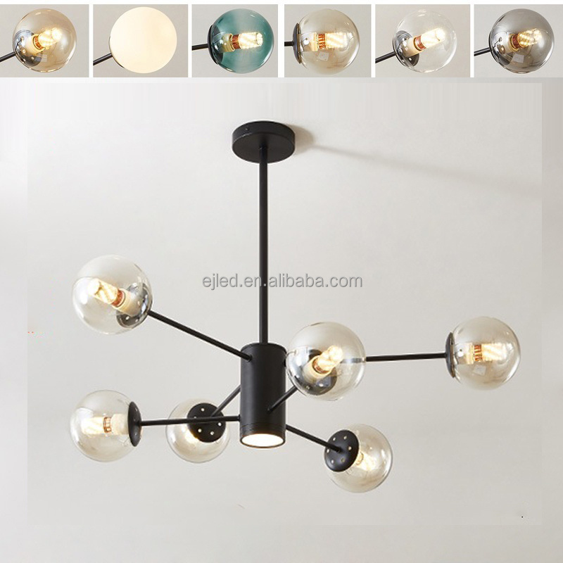 China Wholesale Sputnik Chandelier Mid Century Modern Pendant Light Black Light Fixture for Living Room IN0175