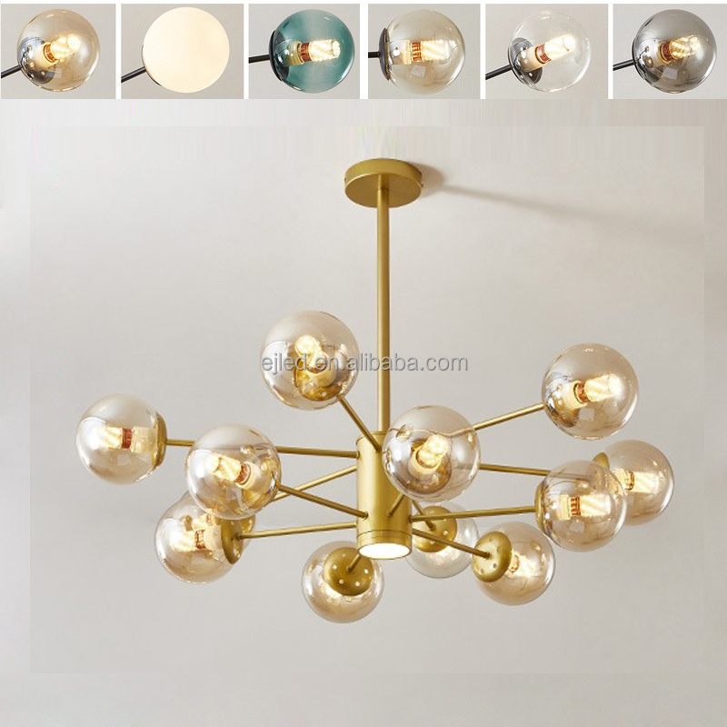 China Wholesale Sputnik Chandelier Mid Century Modern Pendant Light Black Light Fixture for Living Room IN0175