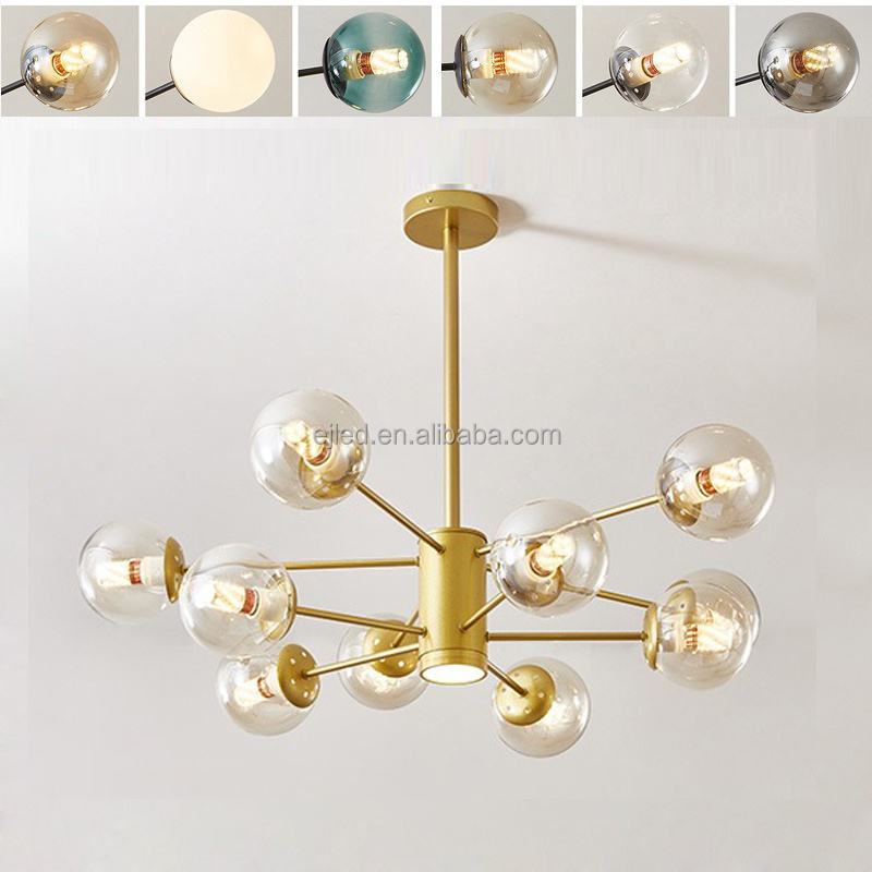 China Wholesale Sputnik Chandelier Mid Century Modern Pendant Light Black Light Fixture for Living Room IN0175