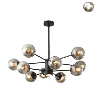 China Wholesale Sputnik Chandelier Mid Century Modern Pendant Light Black Light Fixture for Living Room IN0175