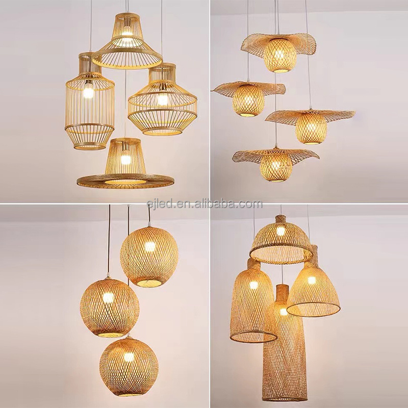 Latest Lighting Rattan Lamp Single Light Weaving Natural Wooden Ceiling Hanging Fixture for Living Room Manufacturer RT0152