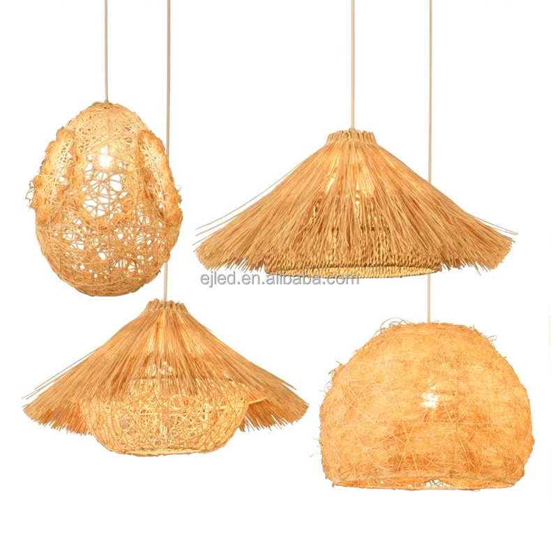 Latest Lighting Rattan Lamp Single Light Weaving Natural Wooden Ceiling Hanging Fixture for Living Room Manufacturer RT0152