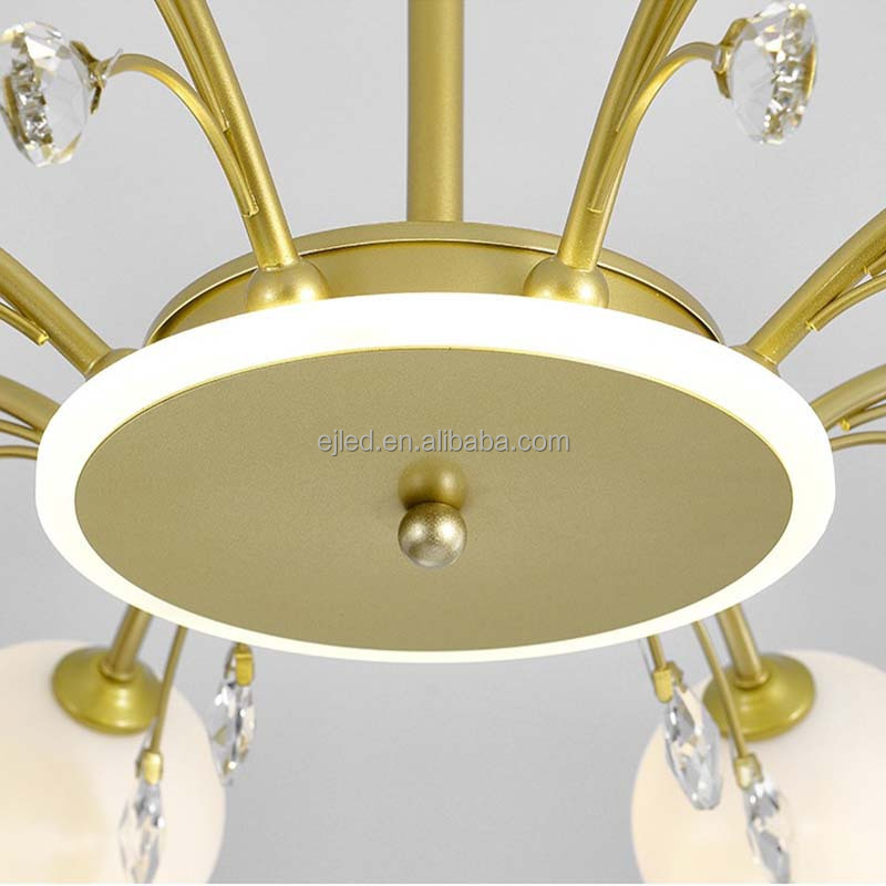 Zhongshan Wholesale Sputnik Chandelier Mid Century Modern Pendant Light Black and Gold Light Fixture for Living Room IN0202