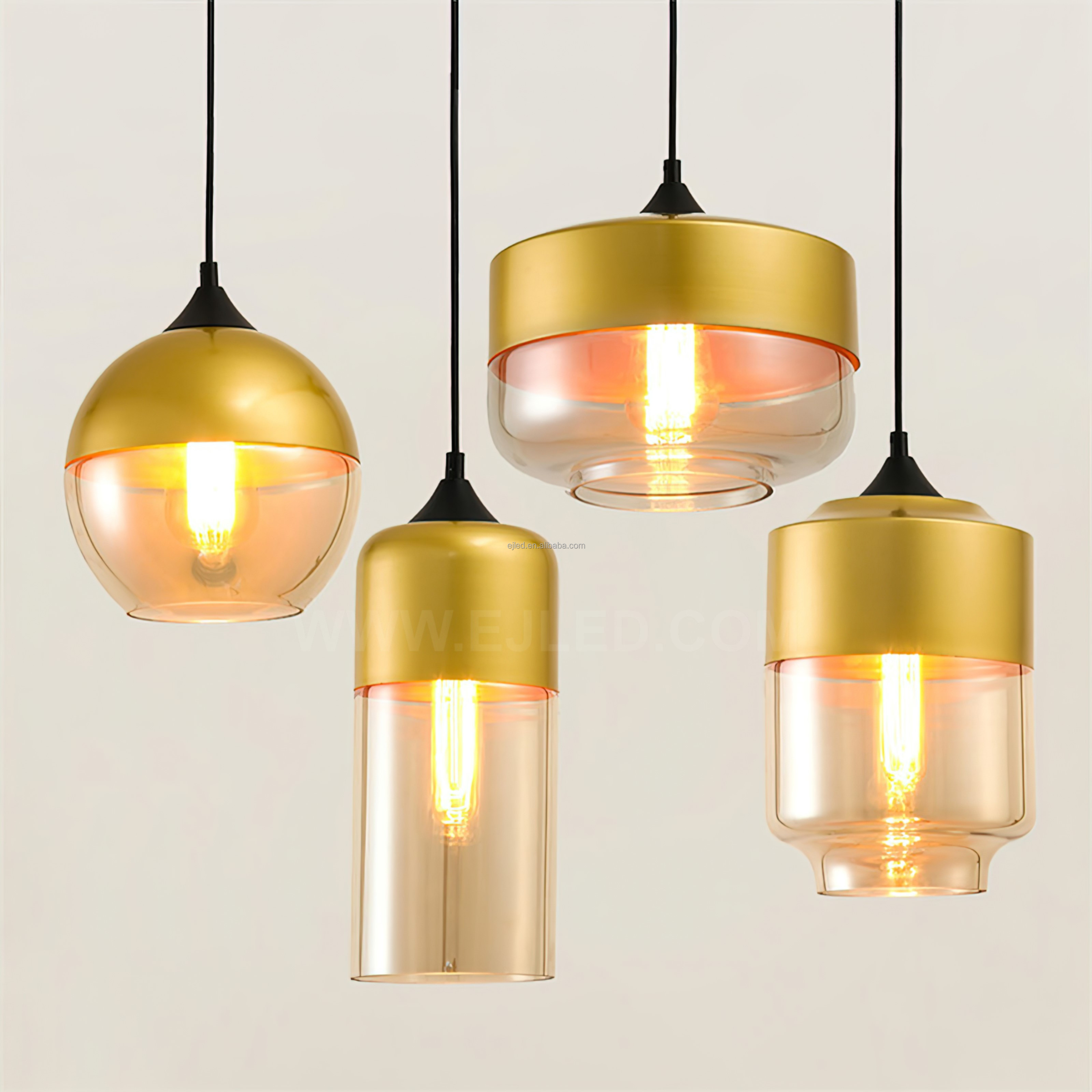 Wholesale Blow Black Glass Pendant Light Fixture Modern Glass Hanging Lamp Industrial Vintage Chandelier for Farmhouse GL0009