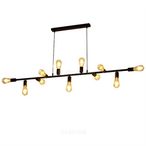 Sputnik Chandelier Chrome Rectangular Ceiling Light Chandelier Black and Gold Pendant Light 11-Lights for Kitchen IN0135