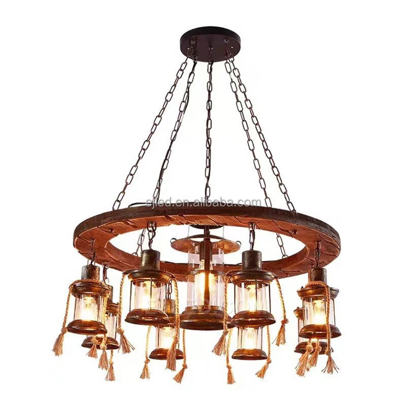 Black Farmhouse Chandelier Wagon Wheel Industrial Iron Lighting Candle Style Rustic Hanging Light Fixture for Dining Room WD0037