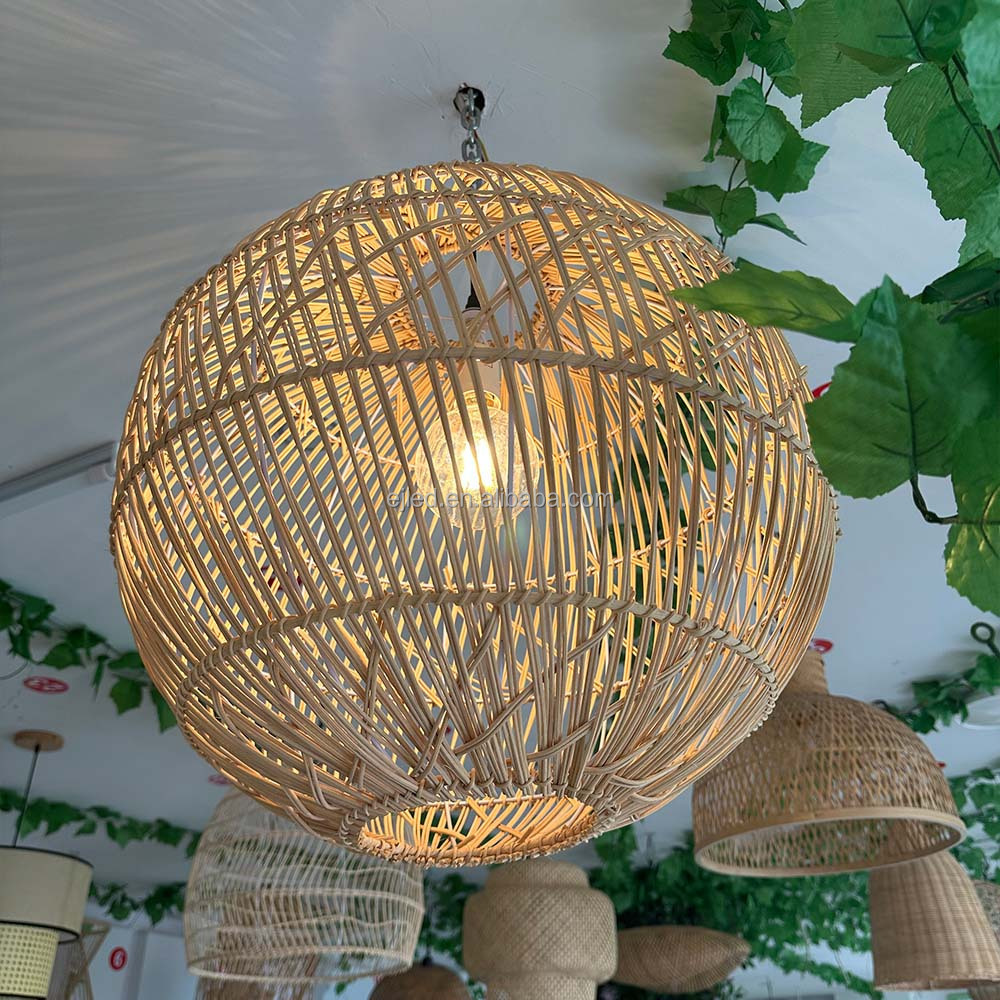 Bamboo Pendant Light Rattan Lamp Chandelier Lights with Handmade Woven shade for Home Decor Light Fixtures RT0068