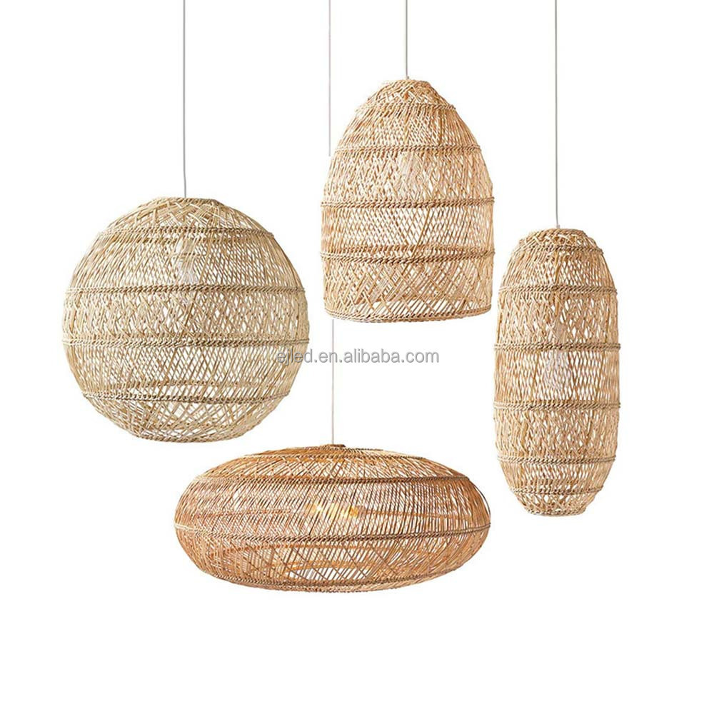 Bamboo Pendant Light Rattan Lamp Chandelier Lights with Handmade Woven shade for Home Decor Light Fixtures RT0068