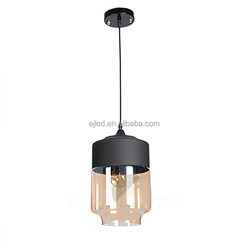 Wholesale Blow Black Glass Pendant Light Fixture Modern Glass Hanging Lamp Industrial Vintage Chandelier for Farmhouse GL0009