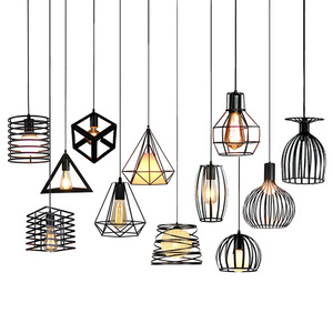 2022 ZhongShan Black Pendant Lights Metal Cage Chandelier House Light for Kitchen Island Light Fixtures COIN