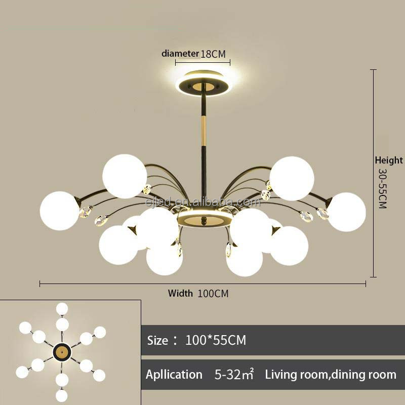 Zhongshan Wholesale Sputnik Chandelier Mid Century Modern Pendant Light Black and Gold Light Fixture for Living Room IN0202