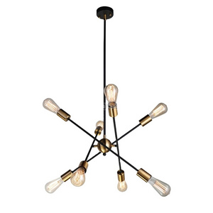 Sputnik Chandelier 8 Light Brushed Brass Modern Pendant Lighting Gold Industrial Vintage Ceiling Light for Kitchen IN0127