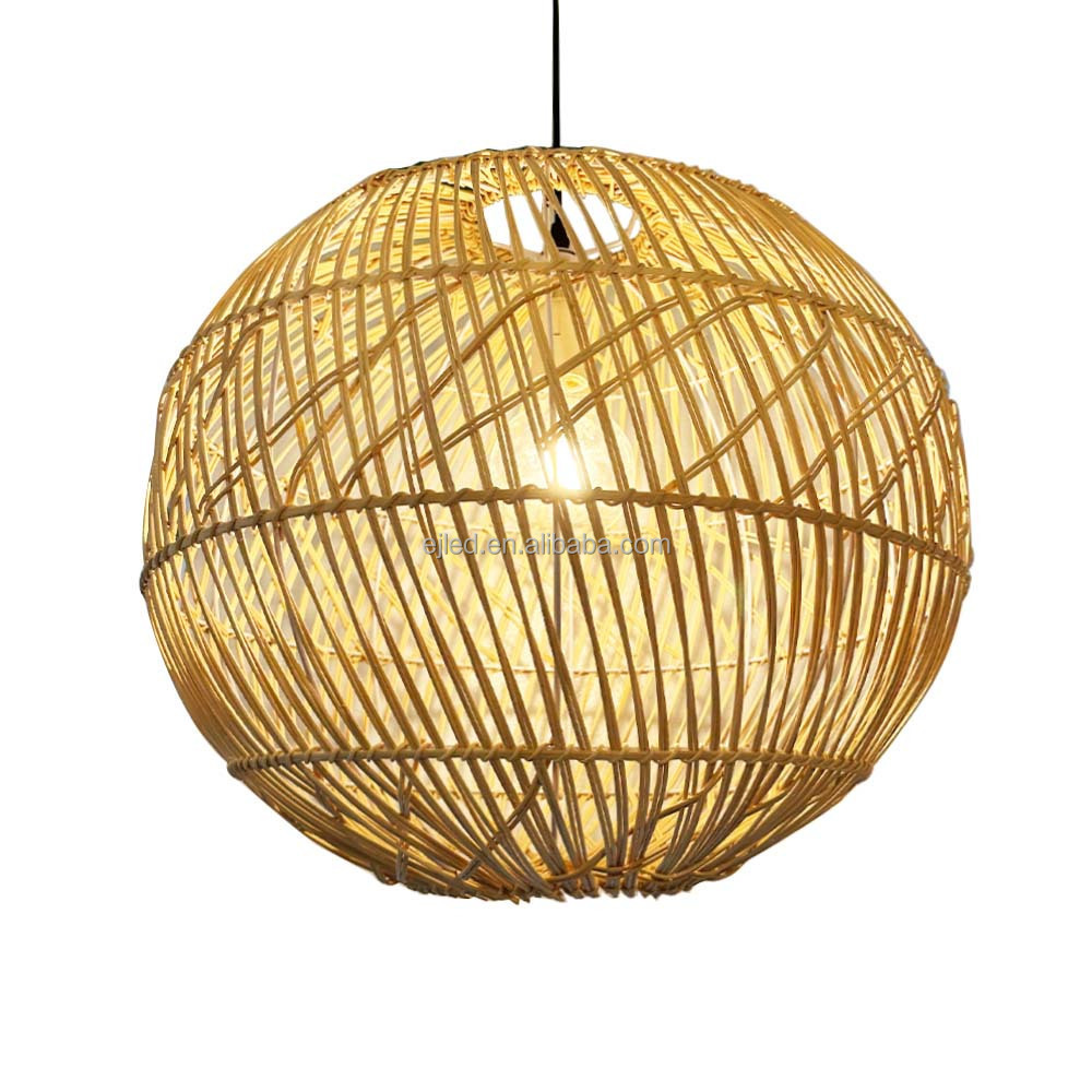 Bamboo Pendant Light Rattan Lamp Chandelier Lights with Handmade Woven shade for Home Decor Light Fixtures RT0068