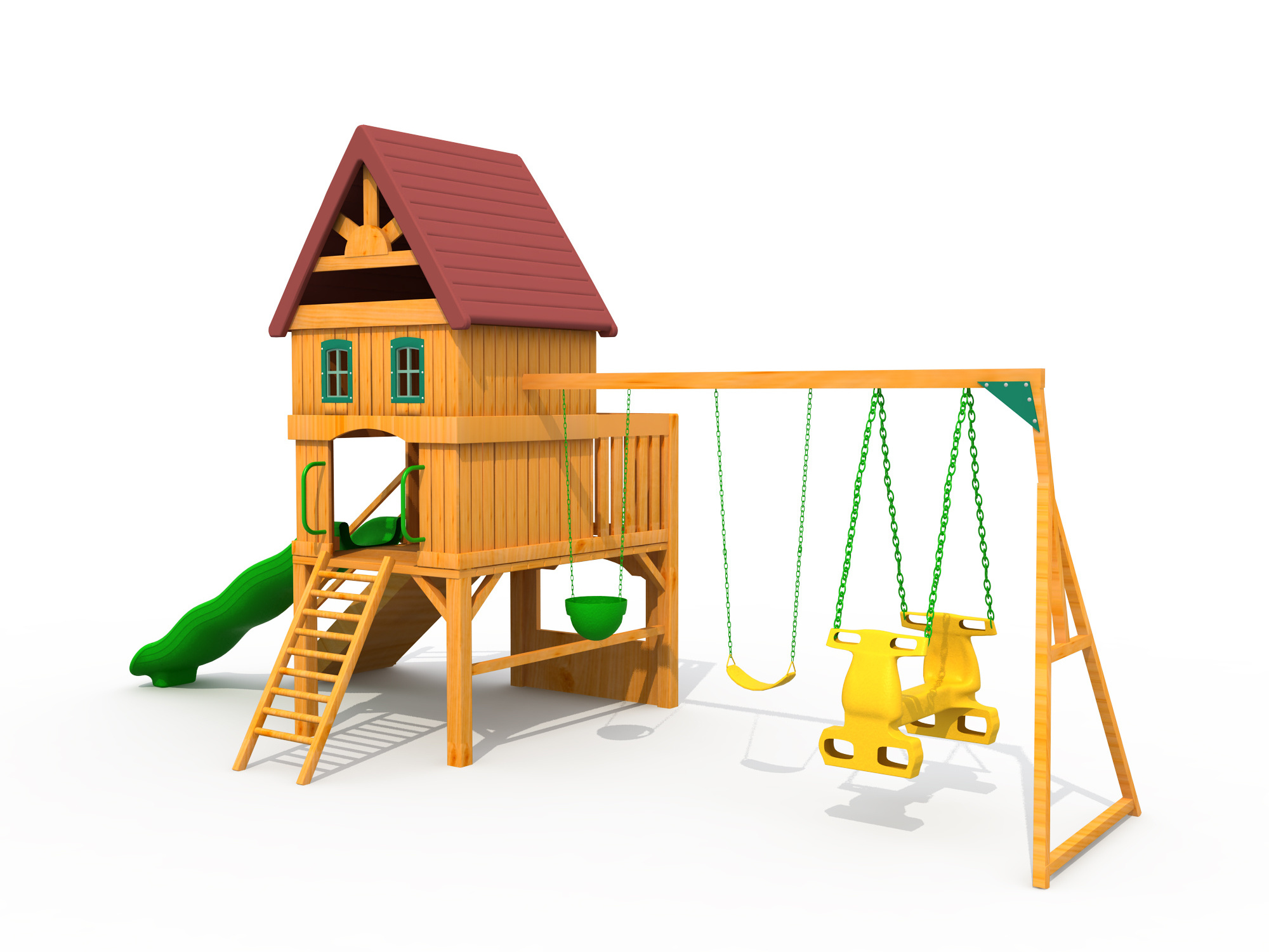 Outdoor Playground Play Set and Wooden Climbing Frame with swing