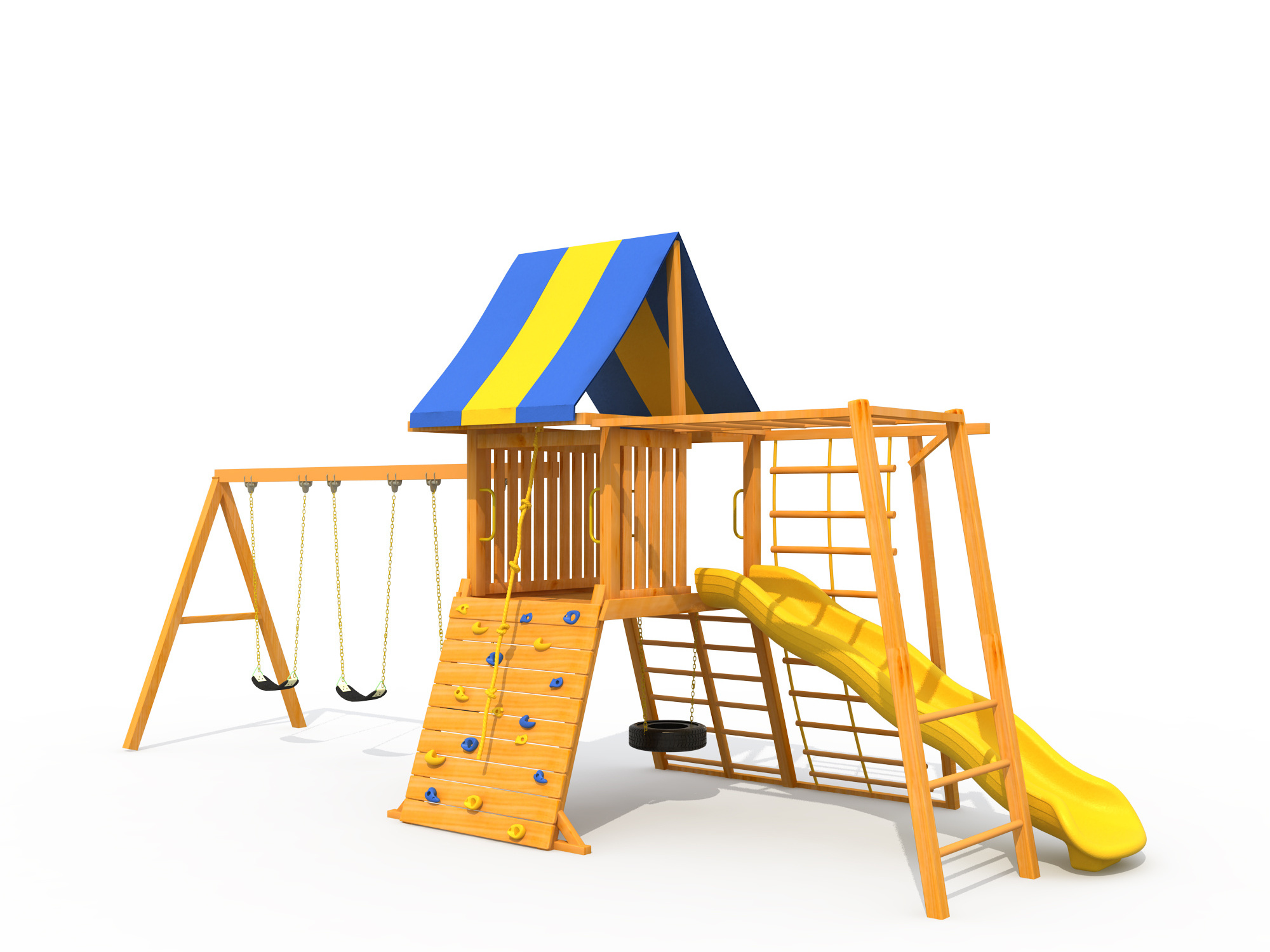 Outdoor Playground Play Set and Wooden Climbing Frame with swing