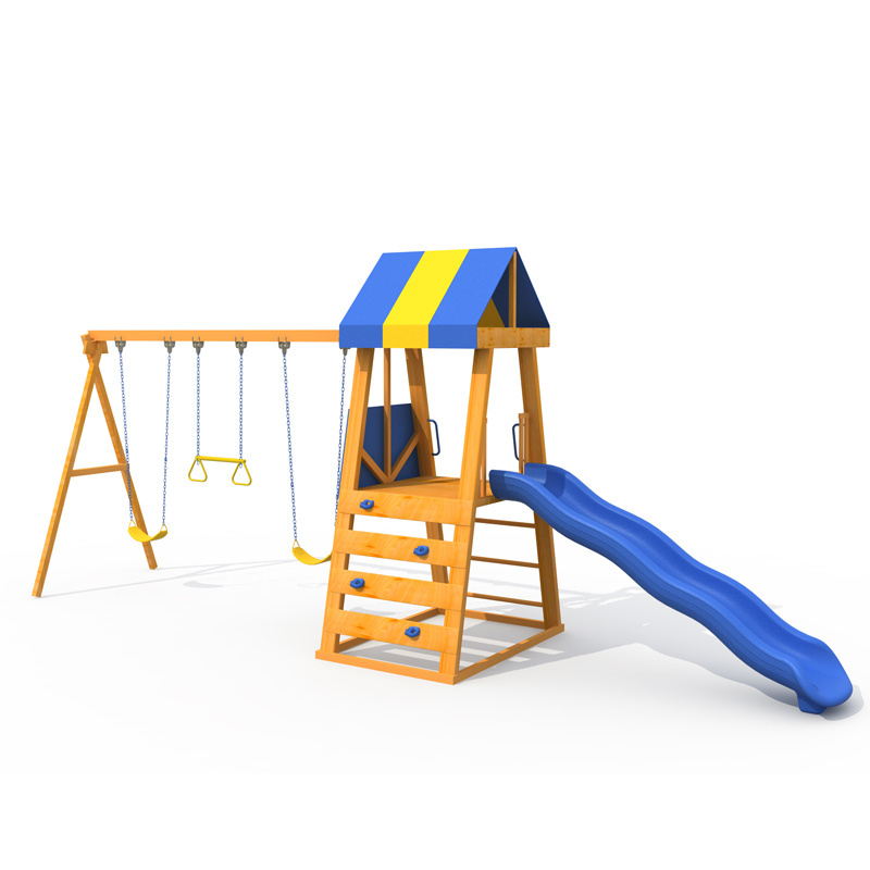 Outdoor Playground Play Set and Wooden Climbing Frame with swing