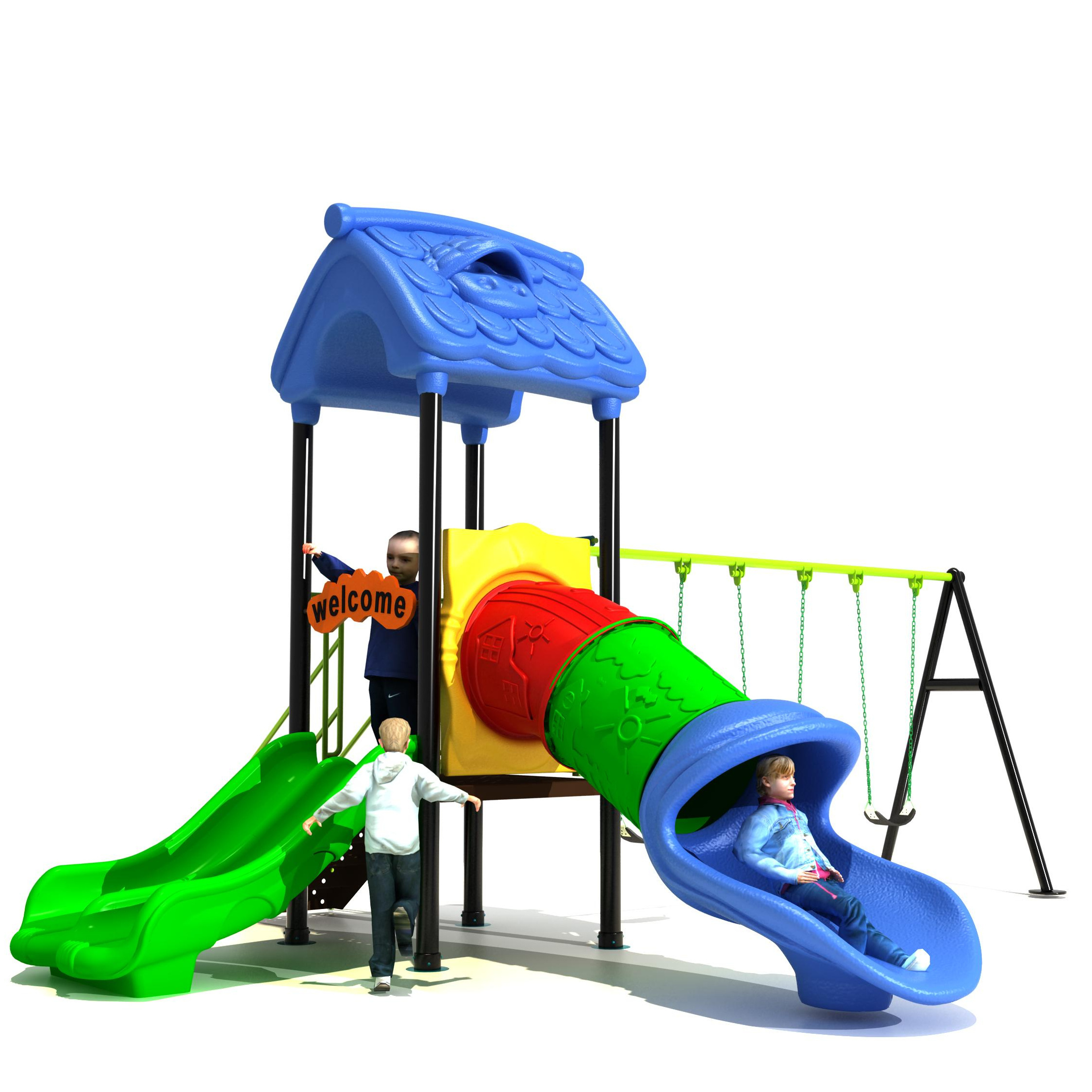 Cheap Hot Sale Beautiful Kid Outdoor Playground slide play outdoor with swing