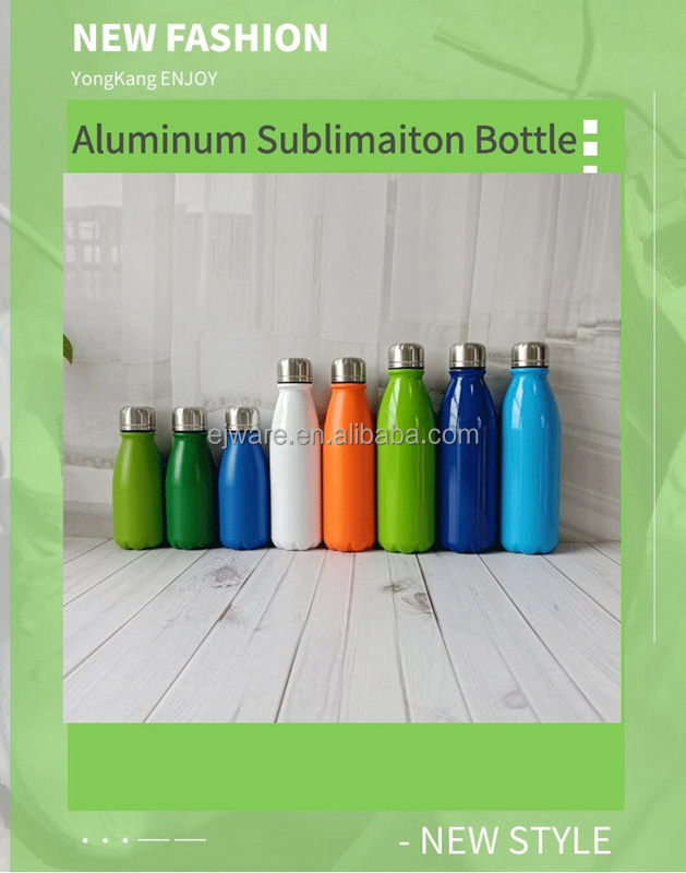 Sublimation Blanks Cola Shape Slim Aluminum Sport Water Bottle Custom Logo Sublimation 500ml Aluminum Water Bottle