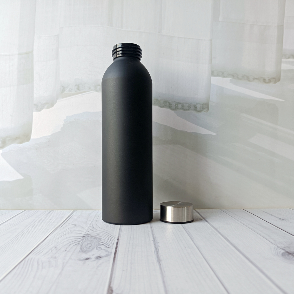 Matte Black Logo Custom Aluminum Water Bottle Camping Kids Aluminum Water Bottles