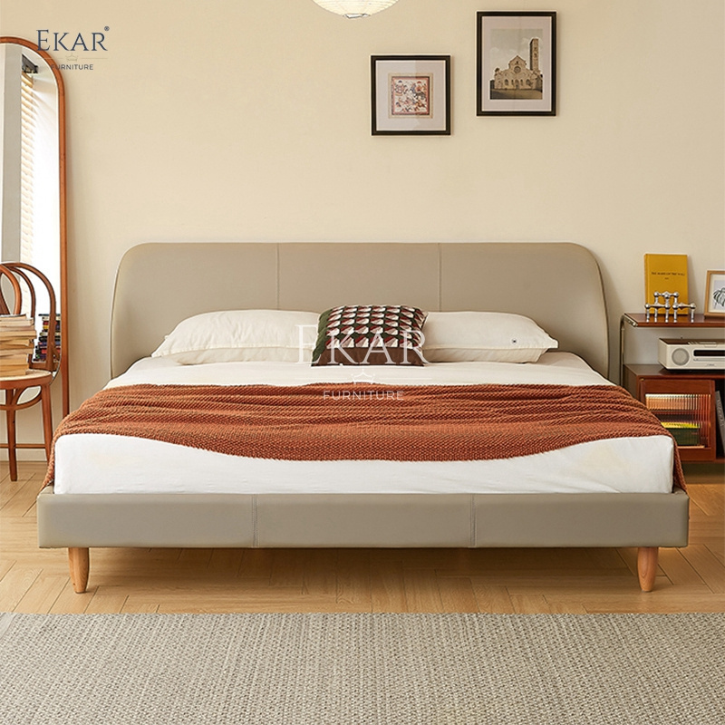 New Design Ekar Nappa Leather Half Leather Interior Plank Bedroom Bed