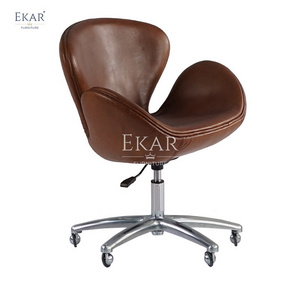 Newly Designed Genuine Leather Office Chair with Aluminum Frame Base on Wheels Mesh Swivel Chair for Dining or Office Furniture