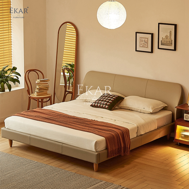 New Design Ekar Nappa Leather Half Leather Interior Plank Bedroom Bed