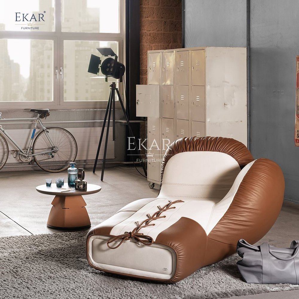 Modern Wooden Frame High-Density Foam Boxing Glove Shaped Lounge Chair