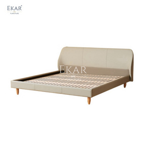 New Design Ekar Nappa Leather Half Leather Interior Plank Bedroom Bed