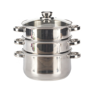 Multipurpose Steamer Pot Cookware with Handle for Cooking, 3 Tier Stainless Steel Steamer