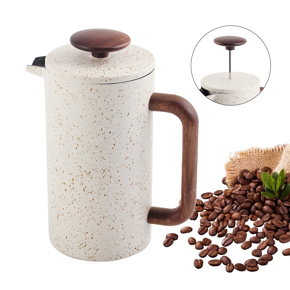 304 Grade Stainless Steel Insulated Coffee Press with 2 Extra Screens, French Press Coffee Maker