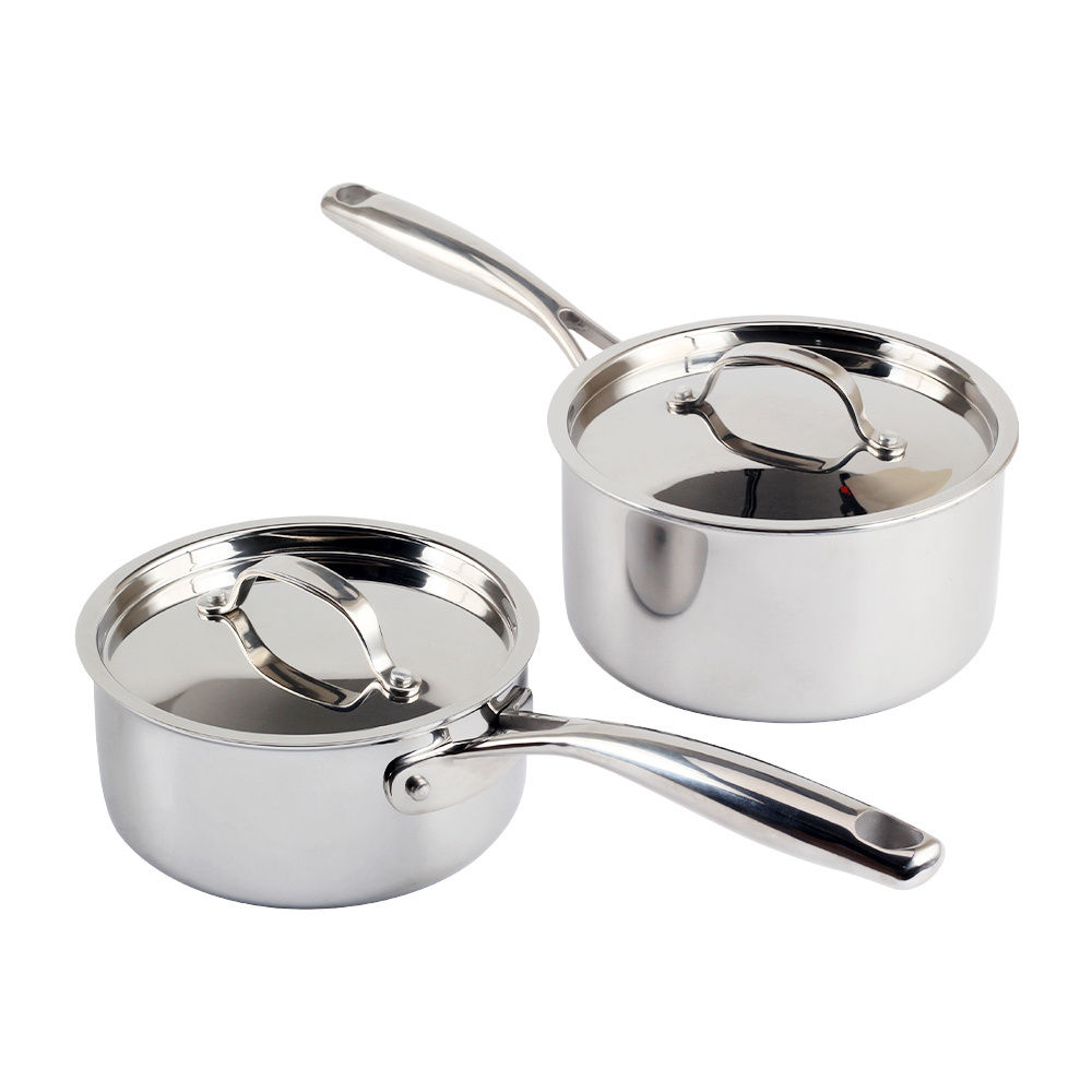 Professional Quality Cookware Tri-ply Clad Home Cooking & Commercial Kitchen Surface Induction Oven Safe  Sauce Pot Sauce Pans