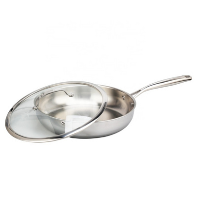 Tri-Ply Stainless Steel Frying Pan, Oven & Dishwasher Safe Classic Cooking Pan Cookware