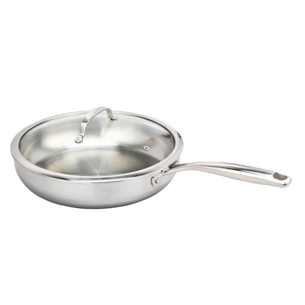 Tri-Ply Stainless Steel Frying Pan, Oven & Dishwasher Safe Classic Cooking Pan Cookware