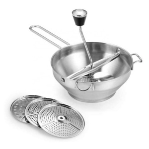 Rotary Food Mill Vegetable Strainer Potato Masher Grinder with 3 Milling Discs, Stainless Steel Food Mill