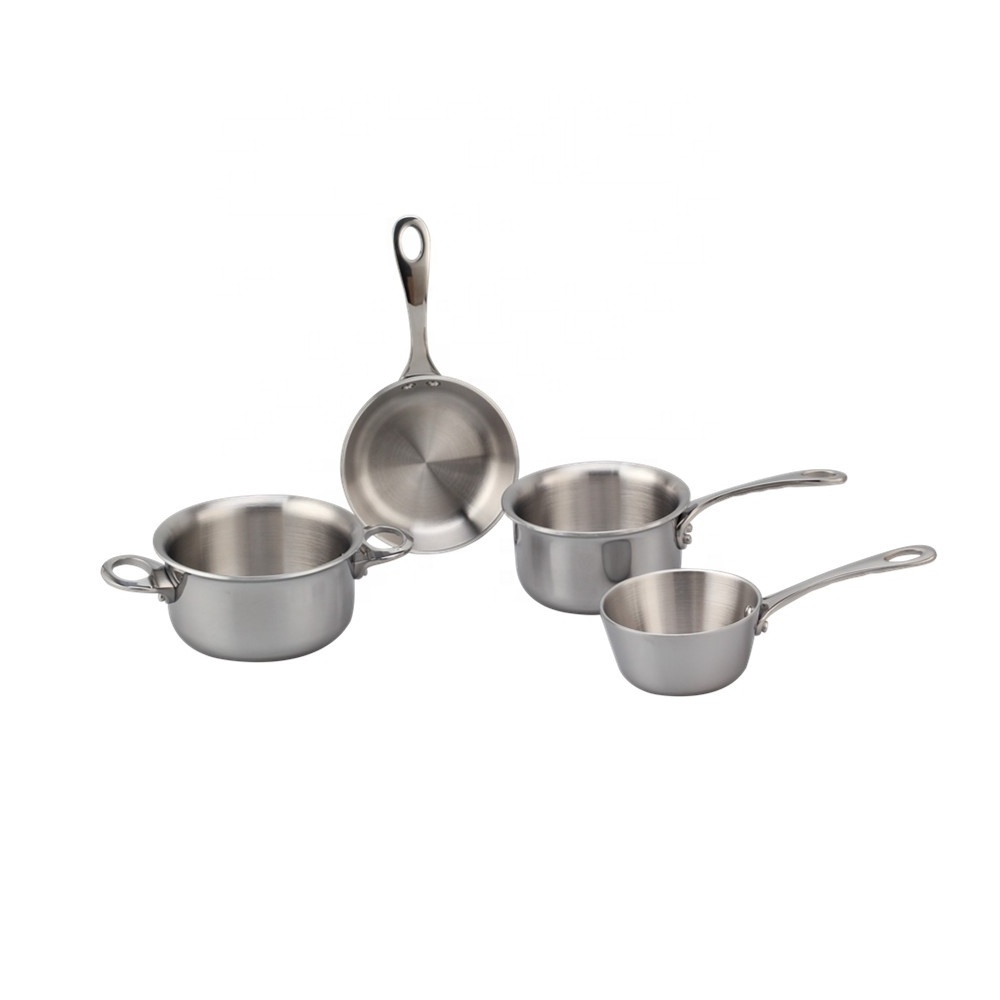 Cookware Cooking pan and pot Sauce Serving Pan for Restaurant and Buffet, Mini Stainless Steel Cookware Set