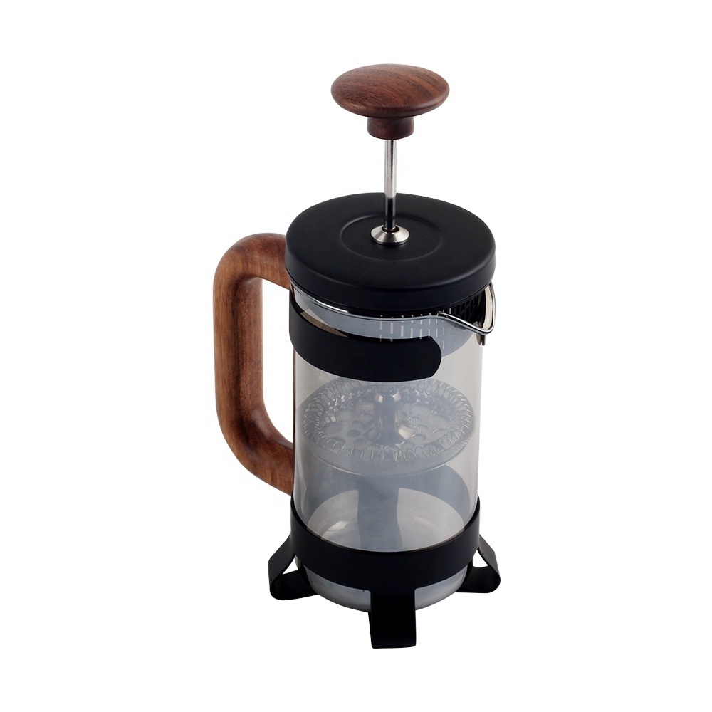 Wooden Handle EKEPHY 304 Stainless Steel filter  Glass Coffee French Press