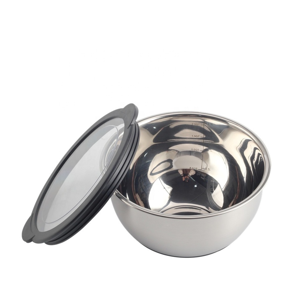 1.5/2/3/4/5 Qrt,  With Airtight clear lid  Premium stainless steel Mixing Bowls