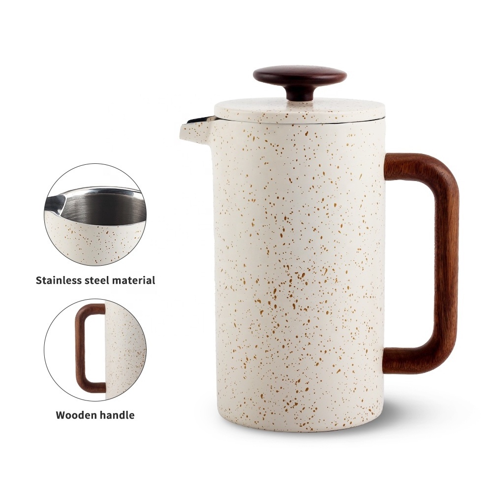 304 Grade Stainless Steel Insulated Coffee Press with 2 Extra Screens, French Press Coffee Maker