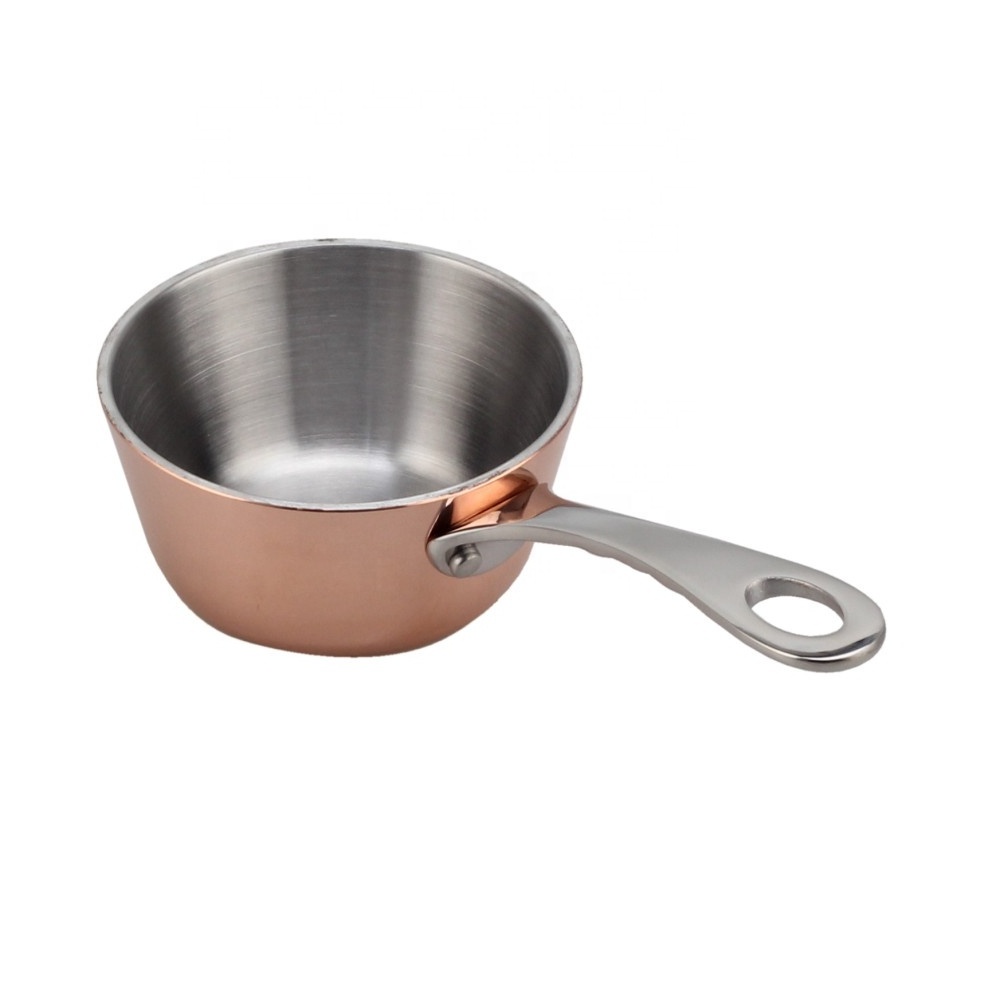 Mini Prima Stainless Steel Triply Mini Sauce Pan/Saucepan, 3.3 Inch, Copper