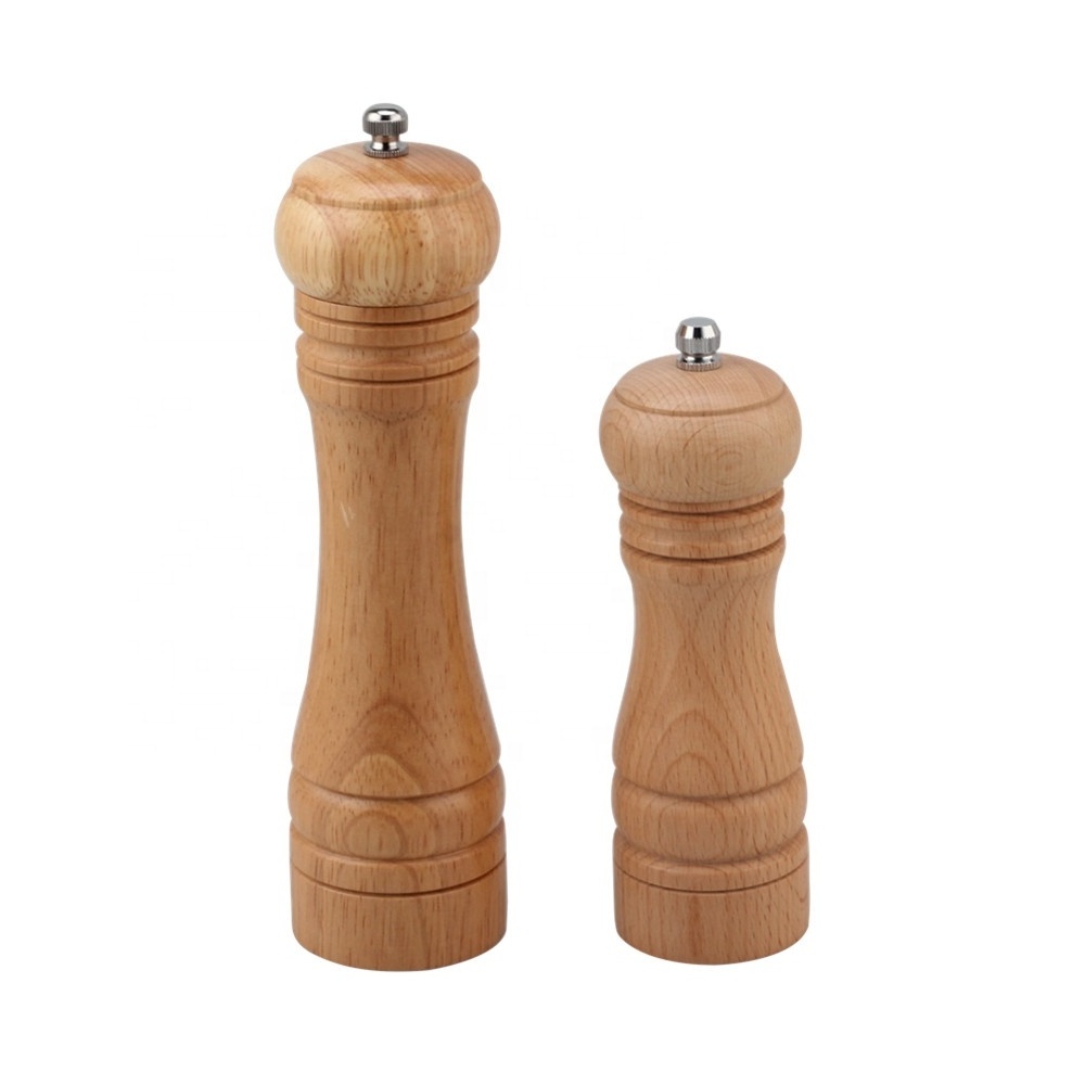 Set of 2 Adjustable Ceramic Mill Hand Shaker Spice Grinders, Wooden Salt and Pepper Grinder