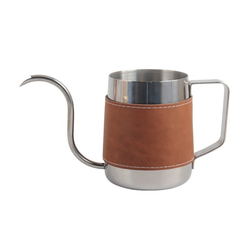 Small  Gooseneck Coffee Pot Teapot with Leather Case, Hand Drip Pour Over Coffee Kettle