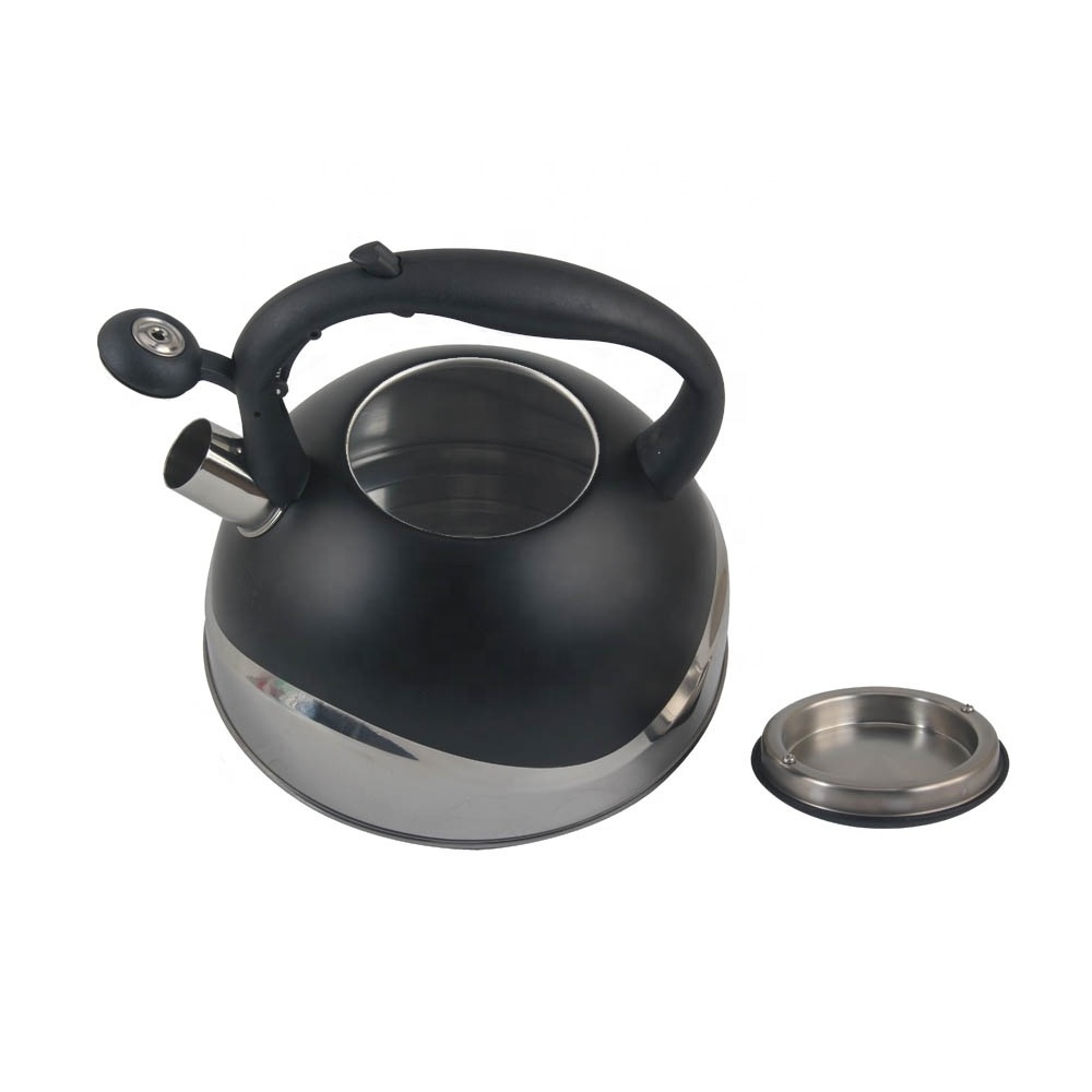 3-Quart Black Stainless Steel Whistling Tea Kettle