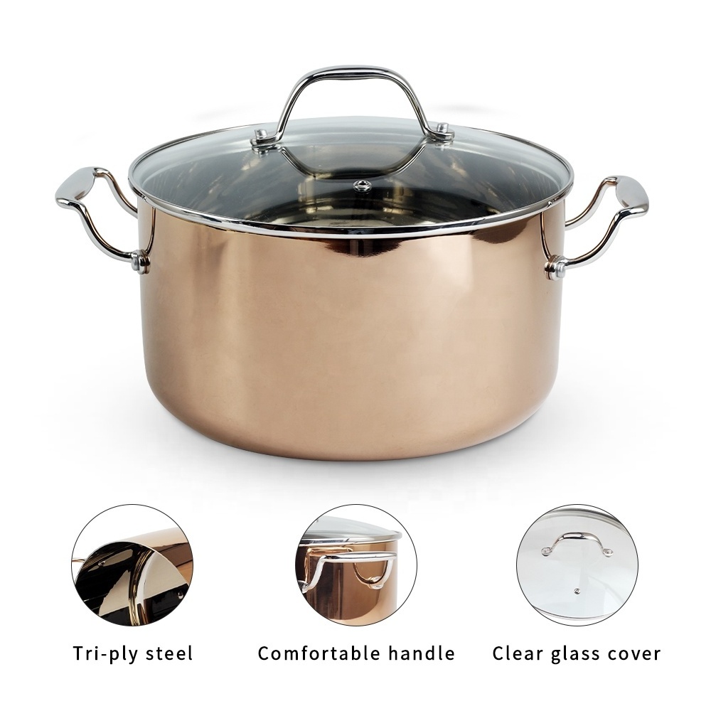 3 Ply Big Soup Pot with Lid - Stainless Steel Cooking Pot