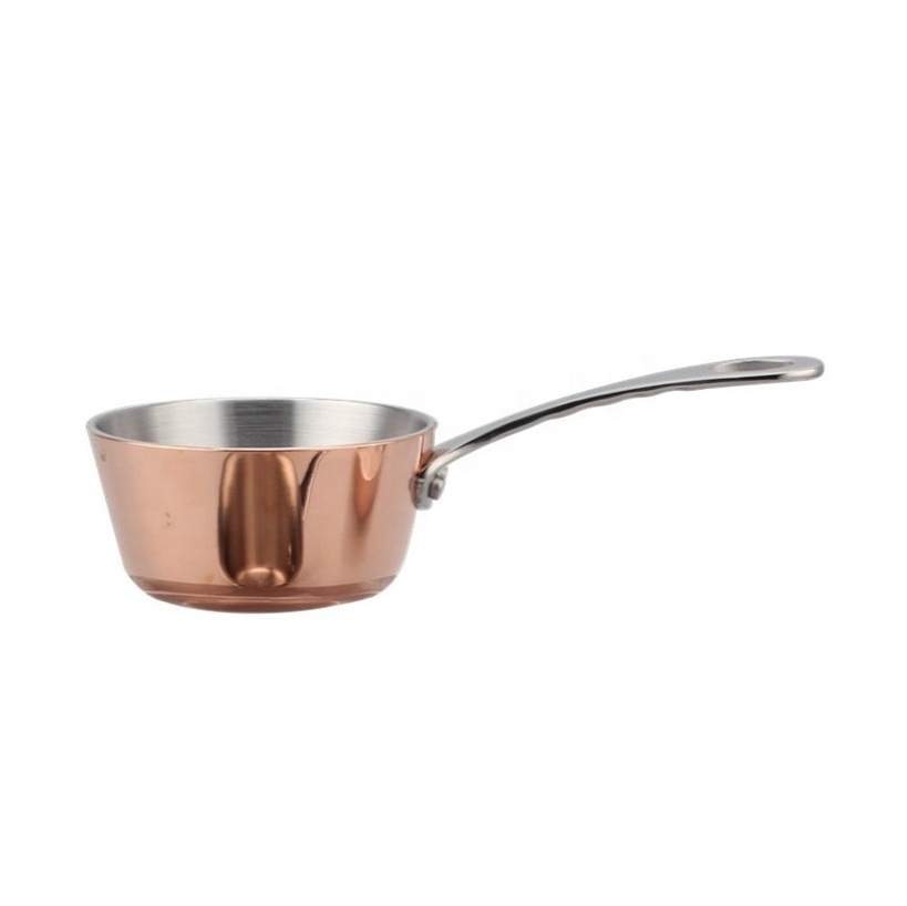 Mini Prima Stainless Steel Triply Mini Sauce Pan/Saucepan, 3.3 Inch, Copper