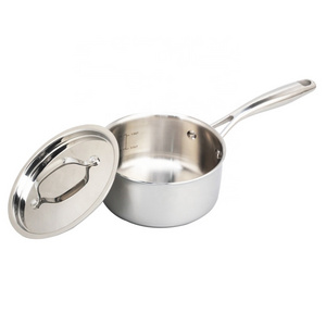 Stainless Steel Small Saucepan With Lid, Induction Cooking Sauce Pot Sauce Pans, 18/8 Tri-Ply Stainless Steel Saucier Pot